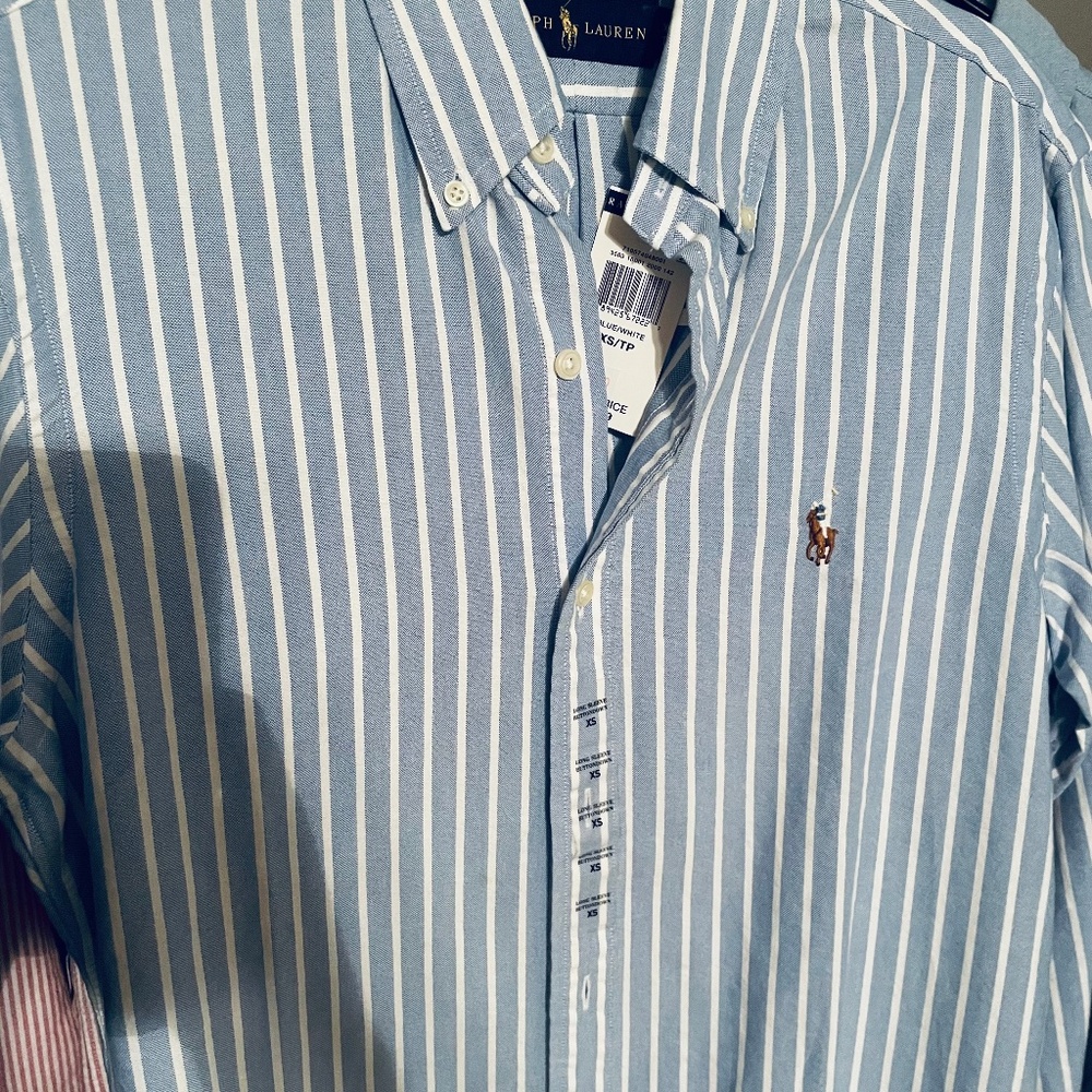 New blue striped Ralph Lauren Oxford XS